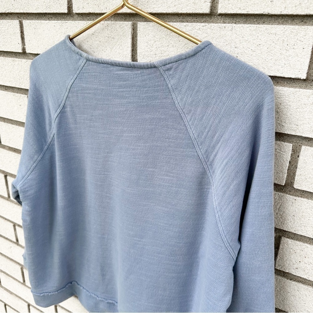 J Jill Pure Jill Oversized Organic Cotton Raw Seam Light Blue Sweatshirt XS‎ - Picture 4 of 8